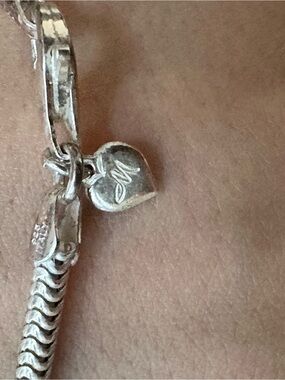Pandora 925 sterling Silver Heart Charm made in italy Bracelet